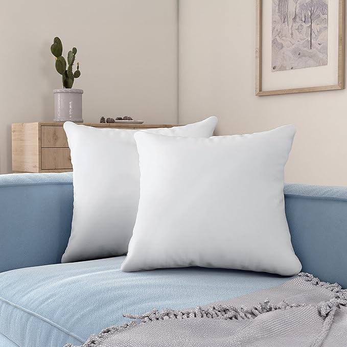 Acanva 16x16 Throw Pillow Inserts Set of 4, Premium Polyester Fiber Fill Square Sham Stuffer Cushion for Sofa, Bed, Couch and Chair, Machine Washable, White