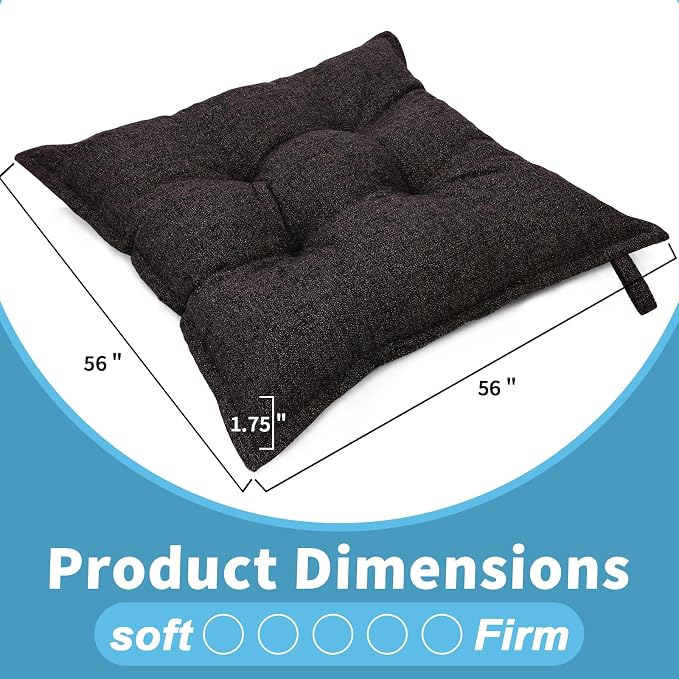 SINSOSSO Large Floor Pillows 22", Thickened Bite-Size Memory Foam Square Non-Slip Cushions for Office Back Support/Yoga/Chair Seat, Fashionable Color-Blocked Fabric & Washable, Dark Brown, 2 PCS