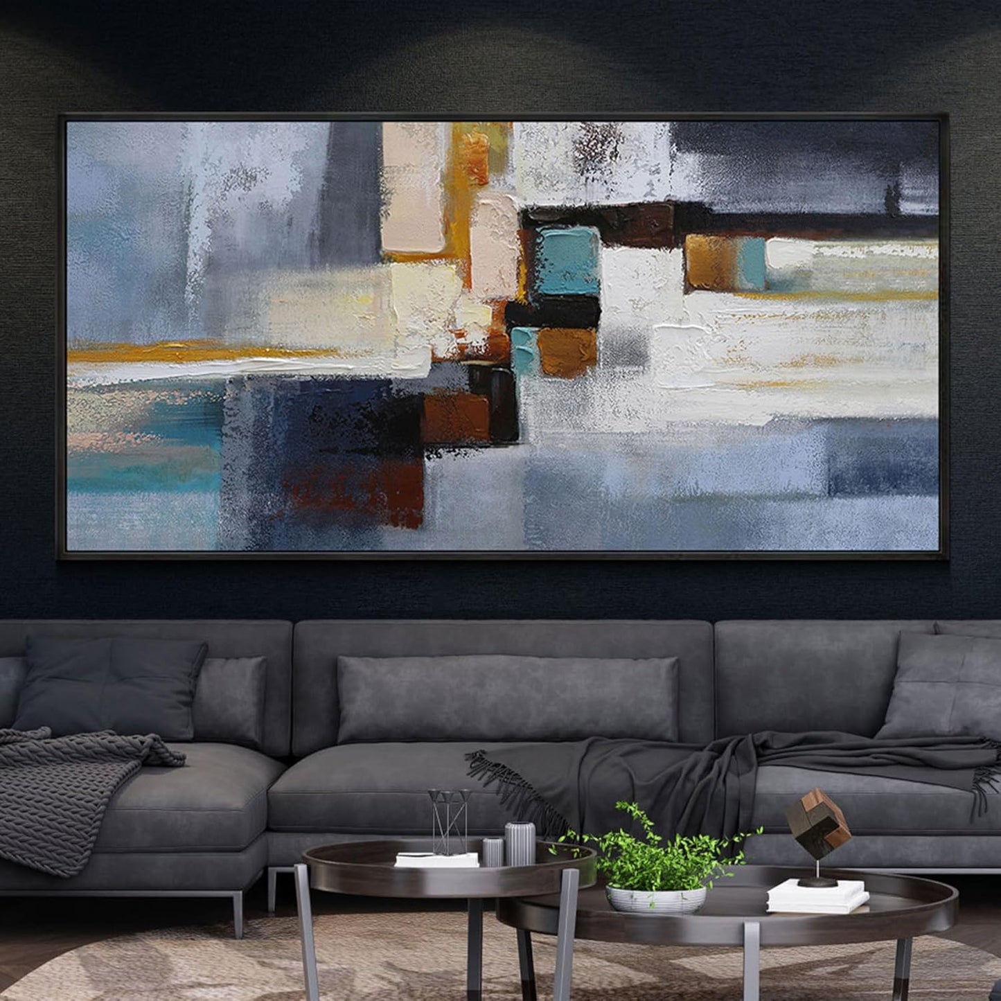 KLAKLA Large Canvas Wall Art - Modern Abstract Picture Artwork for Wall Black Frame Wall Art for Living Room Bedroom Office Painting Art