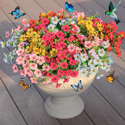 Artificial Flowers for Outdoor Decor, 16 Pack UV-Resistant Fake Colorful Silk Daisy Flowers, Perfect for Spring & Summer Decorating – Front Porch, Patio, Window Boxes, and Potted Plants