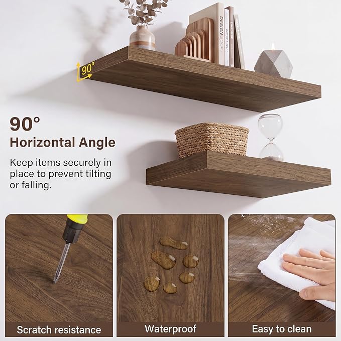 Acovy 10" Extra Deep Floating Shelves for Wall, 72" Long Wood Wall Shelves Set of 1 for Bathroom Bedroom Kitchen Living Room Laundry Room, Modern Floating Shelf for Home Decor