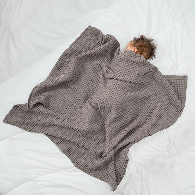 Comfy Cubs Waffle Weave Baby Blanket - 40” x 40” Cotton Blanket with Textured Design - Lightweight Swaddle for Bed, Crib, Stroller, or Couch - Soft and Cozy Cover for Toddlers, Boys & Girls - Charcoal