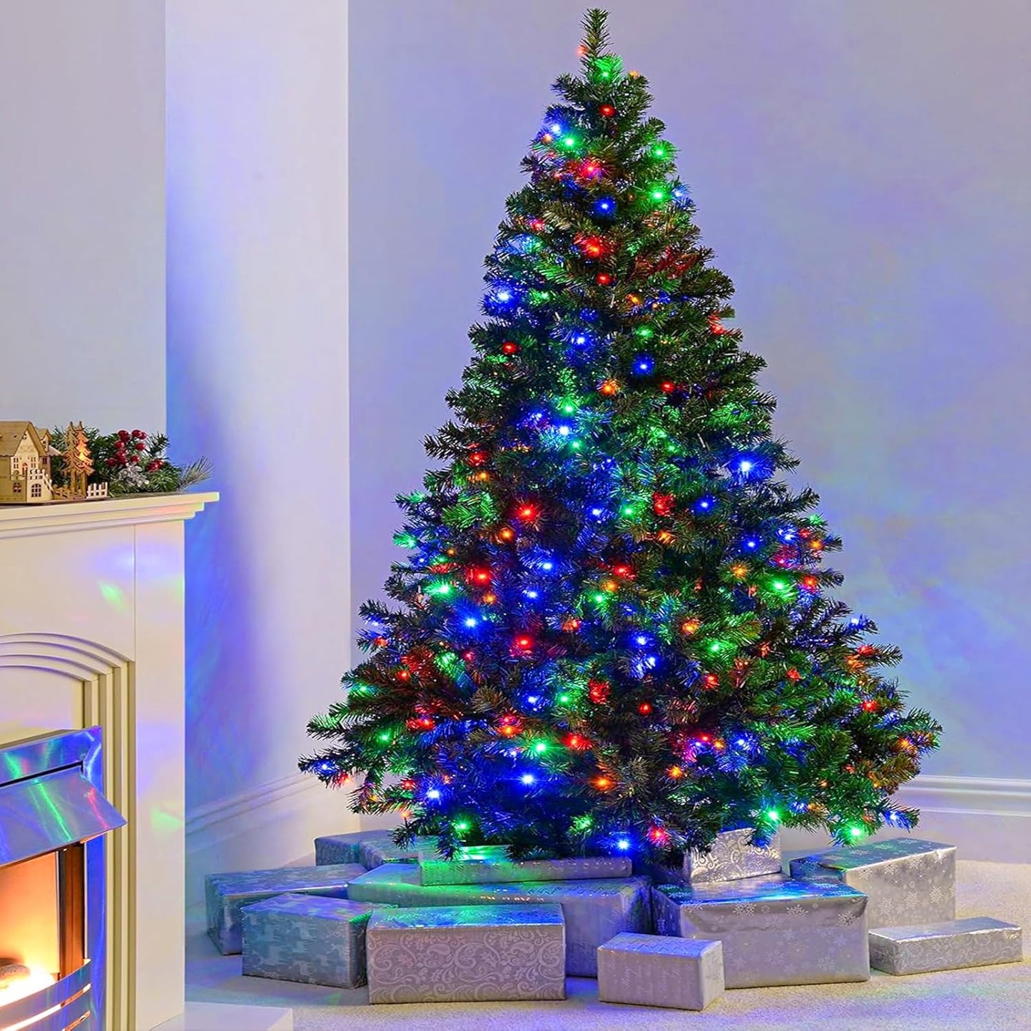 250 LED Christmas Lights Indoor Outdoor, 82ft 8 Modes Clear Wire Christmas String Lights Indoor, Plug in Twinkle Fairy Lights for Bedroom Tree Christmas Decorations, Multicolor