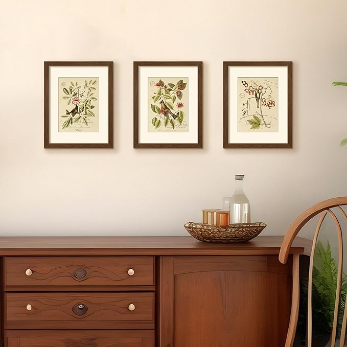upsimples 8.5x11 Picture Frame, Display Pictures 6x8 with Mat or 8.5x11 Without Mat, Wall Hanging Photo Frame, Brown, 1 Pack