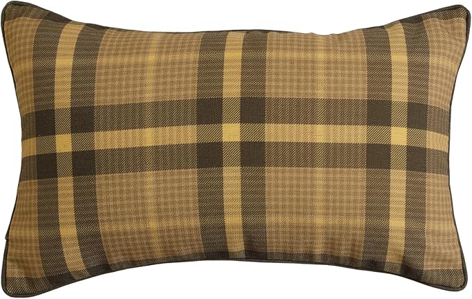 bilin gaier Designer Vintage Linen Throw Pillow Cover,20"x12"-Seville BN | Elegant Rectangular Pillow Cover,Concealed Zipper,Plaid Print Pattern,Sofas,Bedroom,Living Room,Lounge Chairs