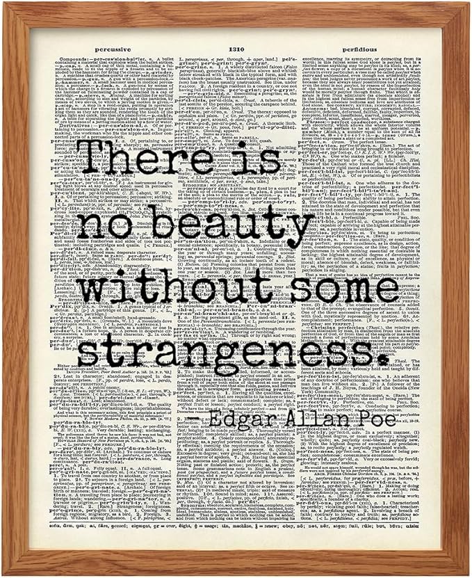 Edgar Allan Poe Quote 8x10 Dictionary Art Wall Decor Picture FRAMED - Upcycled Vintage Retro Decoration for Home, Office, Apartment, Living Room, Bedroom, Bathroom - Gift for Poetry Fans
