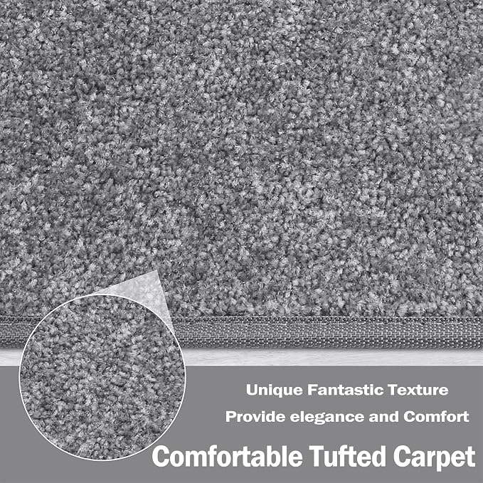 PURE ERA Carpet Stair Treads Tape Free Non Slip Indoor Stair Carpet Stair Protectors Pet-Friendly Non-Slip Skid Resistant Washable Reusable 8" x 30"(2 Pieces,Gray)