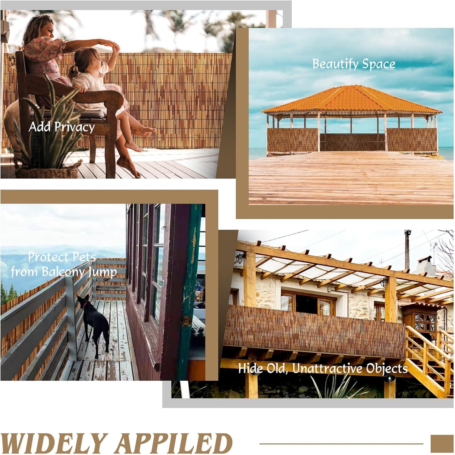 Natural Reed Fencing Rolls,4.6FT X 16.4FT Reed Screen Curtain Fence Covering Privacy Bamboo for Outdoor Backyard Patio（Brown）