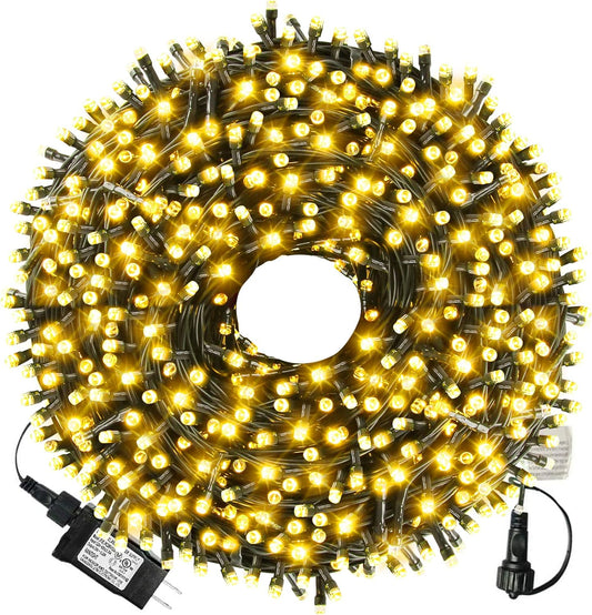 XTF2015 105ft 300 LED Christmas String Lights, End to End Plug 8 Modes Christmas Lights UL Certified Outdoor Indoor Fairy Light Christmas Tree, Patio, Garden, Party, Wedding, Holiday (Warm White)