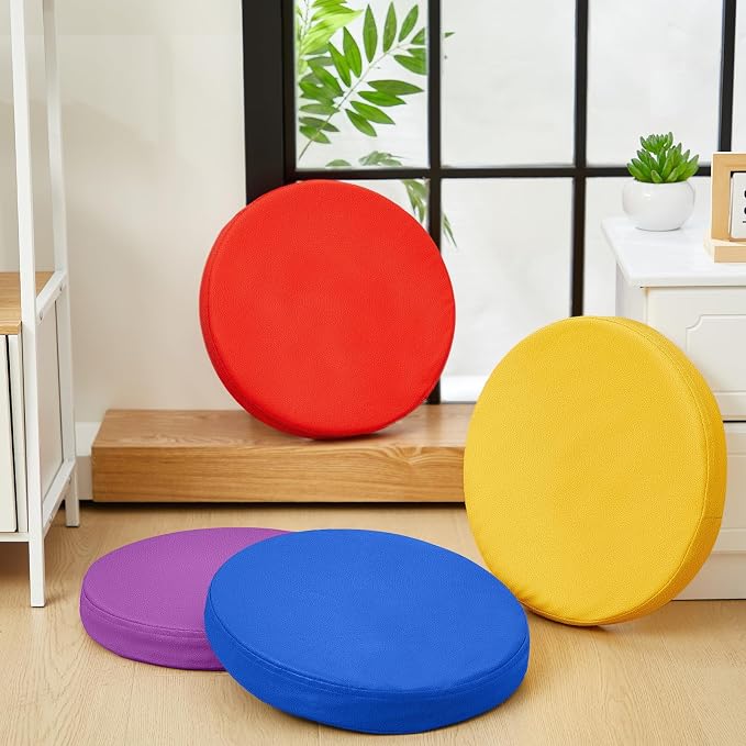 Juexica 6 Pcs Extra Thick Flexible Seating Floor Cushions Assorted Colored Pillow Floor Cushions for Classroom Soft Flexible Seating for Learning Sitting Office School Chair (Multicolor,Round)