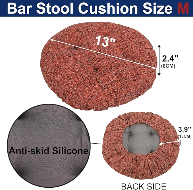 SINOSSO Modern Bar Stool Cushion Dia.13, Fashion Interweaving Design Anti-Skid Silicone Round Stool Seat Cushion Cover Padded (Red, M,1)