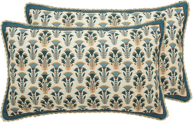 patdrea French Vintage Linen Throw Pillow Cover,12"x20",Set of 2-Wensel D | RusticDecorative Pillow Case,Farmhouse Floral Pattern,Cushion Coverfor Couch Living Room Bedroom Sofa