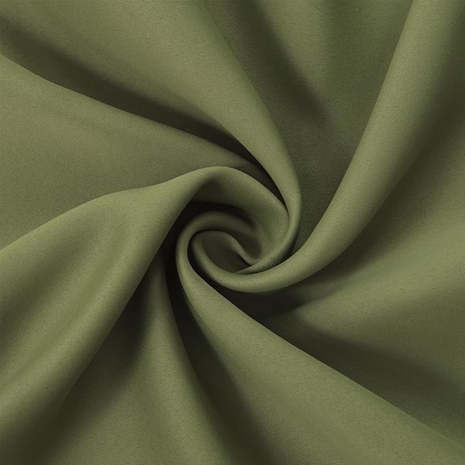 LEMOMO Olive Green Thermal Blackout Curtains/52 x 54 Inch/Set of 2 Panels Room Darkening Curtains for Bedroom