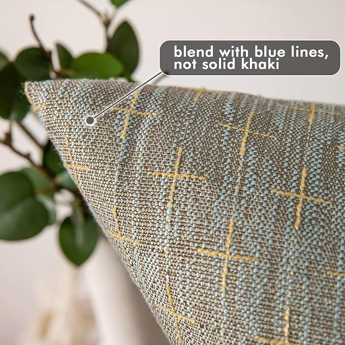 MIULEE Pack of 2 Decorative Burlap Linen Throw Pillow Covers Modern Farmhouse Pillowcases Rustic Woven Textured Cushion Cover for Sofa Couch Bed 24x24 Inch Khaki
