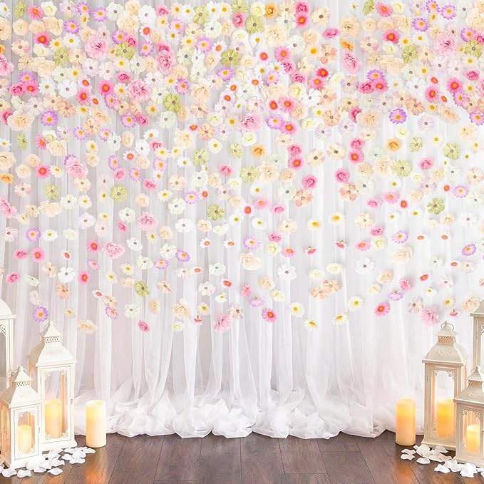 310Pcs Fake Flower Heads Mini Artificial Flower Bulk Silk Flowers for Decoration Small Faux Flower Heads Fabric Daisy Buds Floral for Crafts DIY Wedding Party Baby Shower Home Decor (Light Colors)