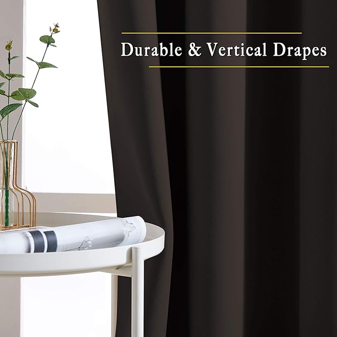 NICETOWN Blackout Curtain Panels 84 inches - Light Reducing Thermal Insulated Solid Grommet Blackout Curtains/Panels/Drapes for Living Room (Set of 2, 66 inches by 84 Inch, Toffee Brown)
