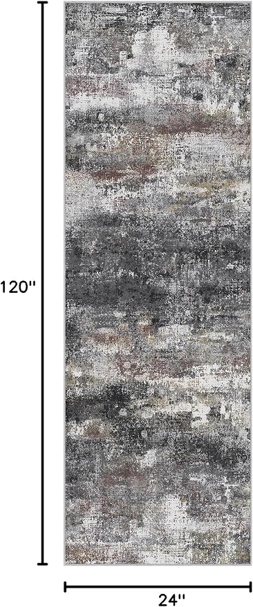 BEIMO Runner Rug for Hallway Kitchen 2x10 Machine Washable Runners Rug for Entryway, Dark Gray Soft Modern Abstract Throw Rugs, Low Pile Floor Carpet with Non Slip Rubber Backing