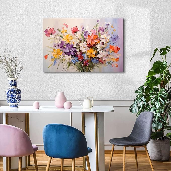 Colorful Flower Pictures Wall Decor Wildflower Wall Art for Teen Girls Bedroom Abstract Nature Poppy Daisy Floral Canvas Painting Watercolor Botanical Plant Poster Modern Artwork Home Decoration 20x30