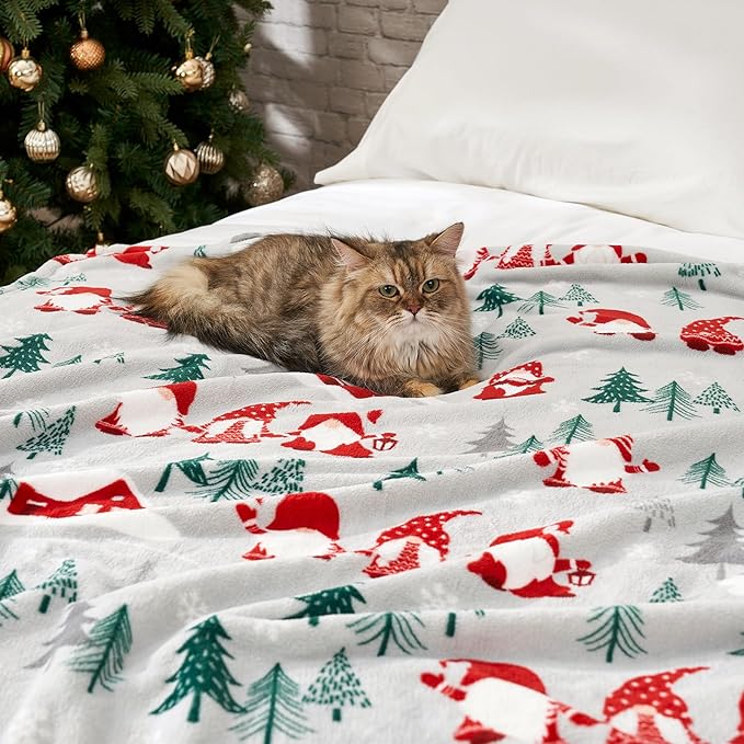 Cozy Bliss Gnome Throw Blanket Christmas Blanket Warm Plush Throw Blankets,Ultra Soft Cozy Throw Blankets for Couch,Sofa and Bed (Xmas Gnome Family,50"x60")