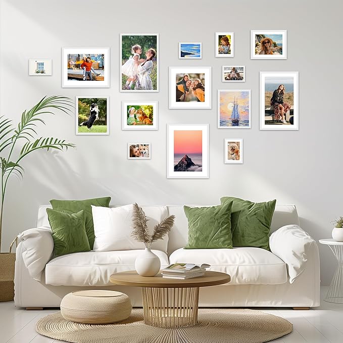 12x16 Picture Frame, 12 x 16 White Frame with HD Plexiglass, Display Pictures 8.5x11 with Mat or 12x16 Without, Wall Hanging Photo Frame Poster Frames for Home Office Gallery Decor, 2 Pack