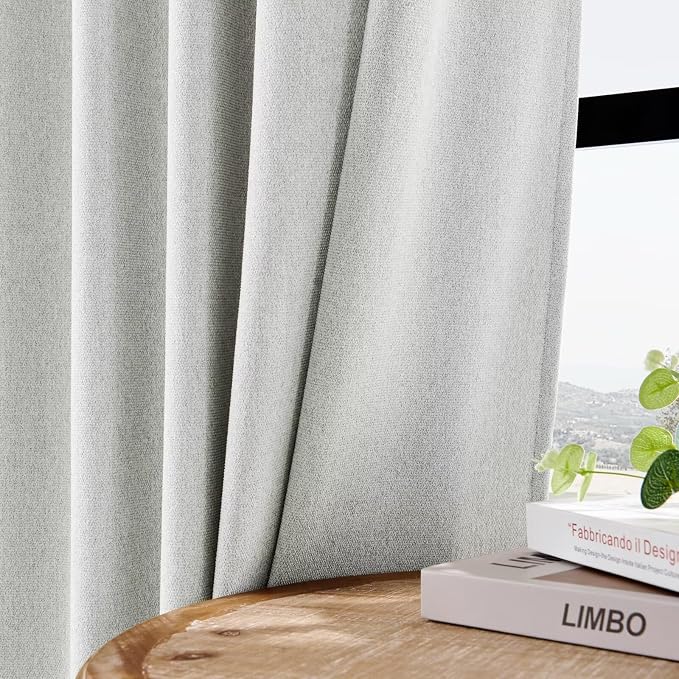Joydeco Light Filtering Curtains 84 Inch Length for Bedroom, Faux Linen Curtains 84 Inches Long for Living Room, Pinch Pleat Curtains for Living Room 84 Inch Length(52x84 inch, Greyish White)