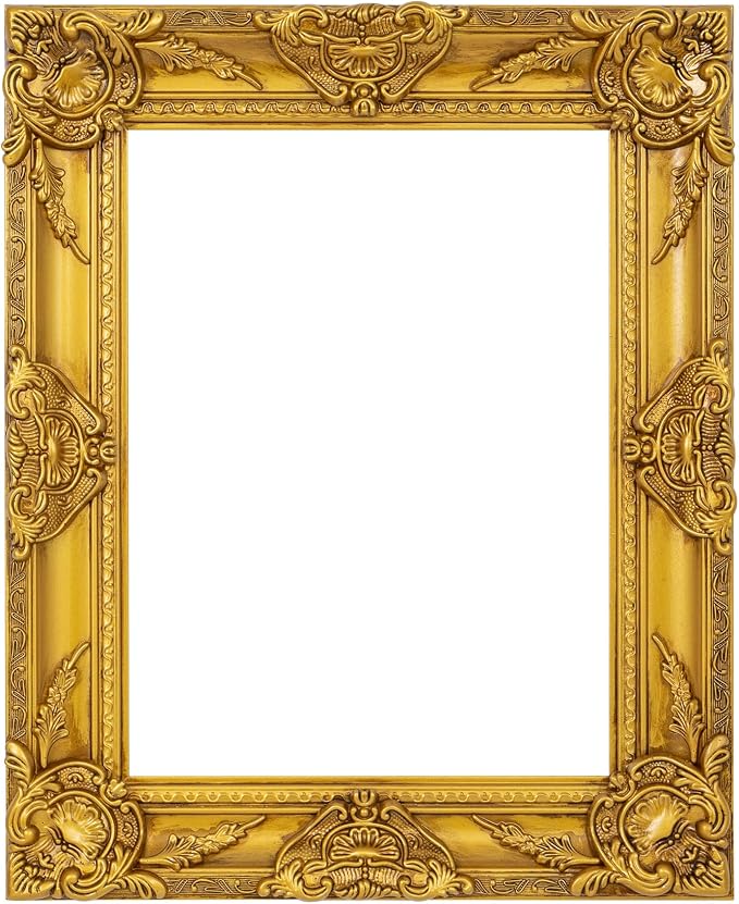 ArtXO Ornate Wooden Gold 12x16 Picture frames, Picture Frame for Photo Frame,Canvas Frames,Art Panels Frame,Paintings,Artwork,Corner Ornaments Gold Frames,12x16 Frame without Acrylic Glass and Backing