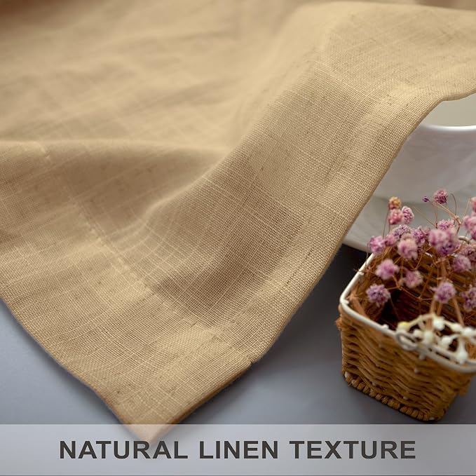 Tan Brown Linen Curtains 108 Inches Long for Living Room 2 Panel Back Tab Pocket Cloth Canvas Semi Privacy Sand Colored Curtain for Bedroom Patio Door French Country Victorian Western Boho Decor Taupe