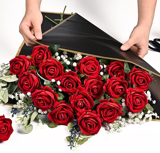 Waipfaru 200 Pcs Red Roses, Fake Roses Artificial Velet Flowers for Valentines Mothers Day Wedding Centerpieces Decor (Red)