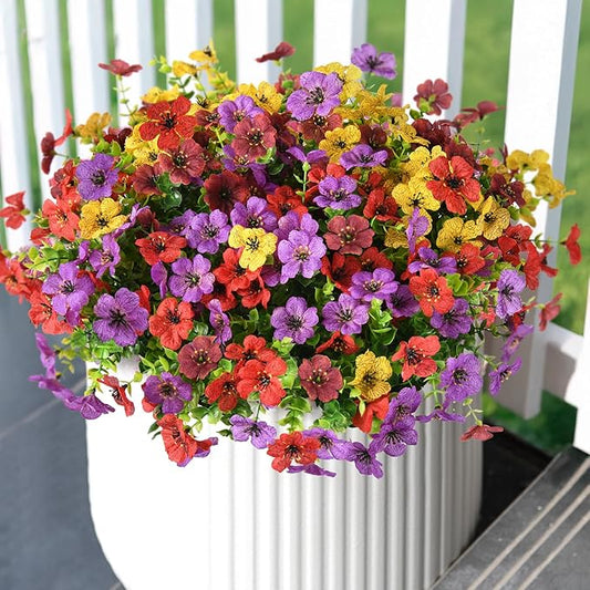 ZFProcess Artificial Flowers Faux Plants Outdoor Fake Flowers Spring Decor,12 Bundles Outdoor Flower Plastic Plant Colorful Daisy UV Resistant for Summer Decor Porch Patio Yard Garden Pot Planters