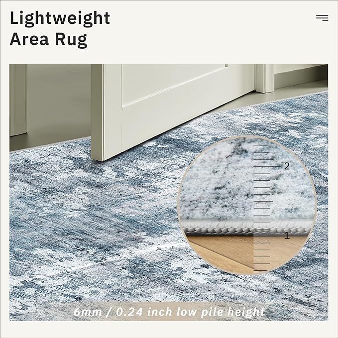 Soalmost Runner Rug 2x8 Washable Non-Slip Hallway Runner Rugs for Kitchen Bathroom Laundry Room Blue/Grey Vintage Floor Carpet Runners for Hallways Entryway