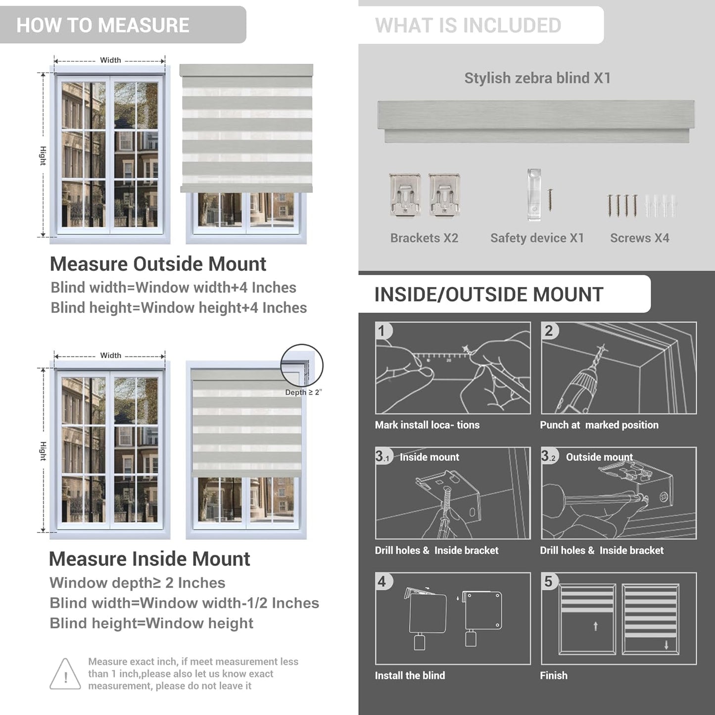 Cordless Zebra Blinds for Windows, Blackout Interior Blinds,Easy to Install,UV Protection,for Offices and Home,Custom Roller Shades, Solid Black, 61" W x 48" H