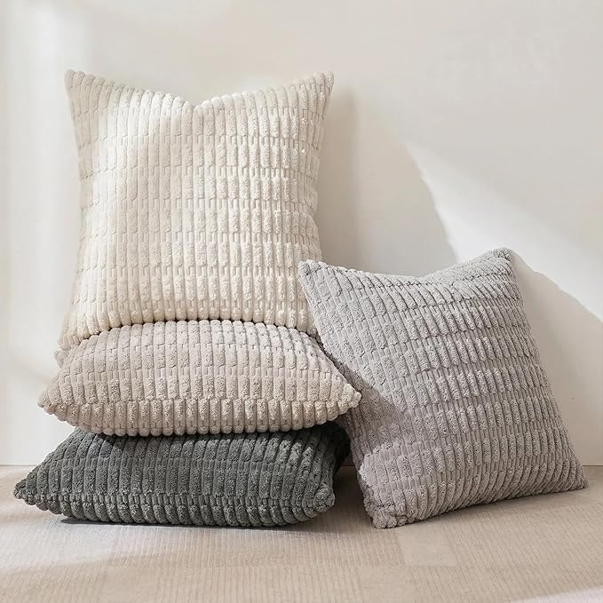 Fancy Homi 4 Packs Decorative Throw Pillow Covers for Living Room Couch Bed, Modern Farmhouse Boho Home Décor Accent Cushion Case, 26" x 26" (Pack of 4), Grey Series