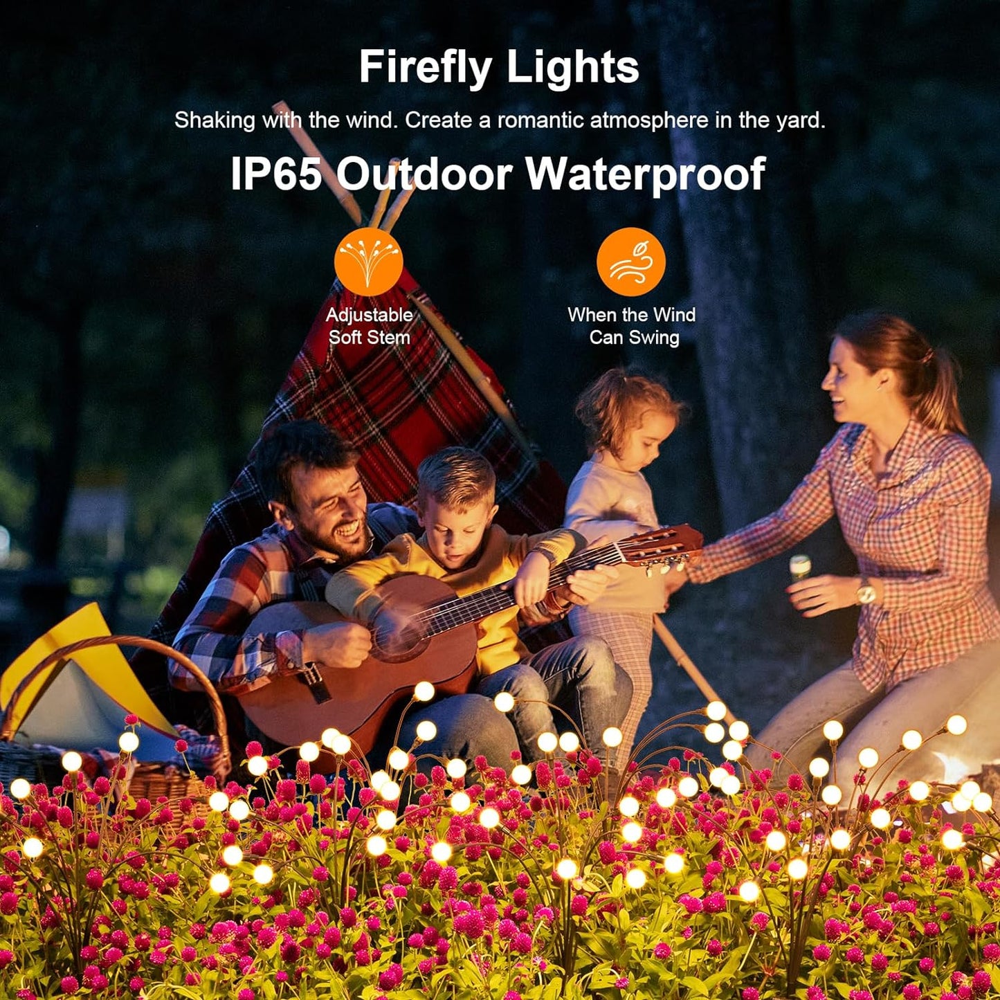 Solar Lights Outdoor(4-Pack, 32 LEDs), ASMAD Solar Garden Lights, Outdoor Decorations, Firefly Light for Patio Decor, Big Bulb, Unique Gifts for Women, Gifts for Grandma