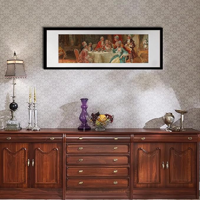 upsimples 10x30 Picture Frame, Display Pictures 8x24 with Mat or 10 x 30 Without, Wall Hanging Panoramic Frames, Black, 1 Pack