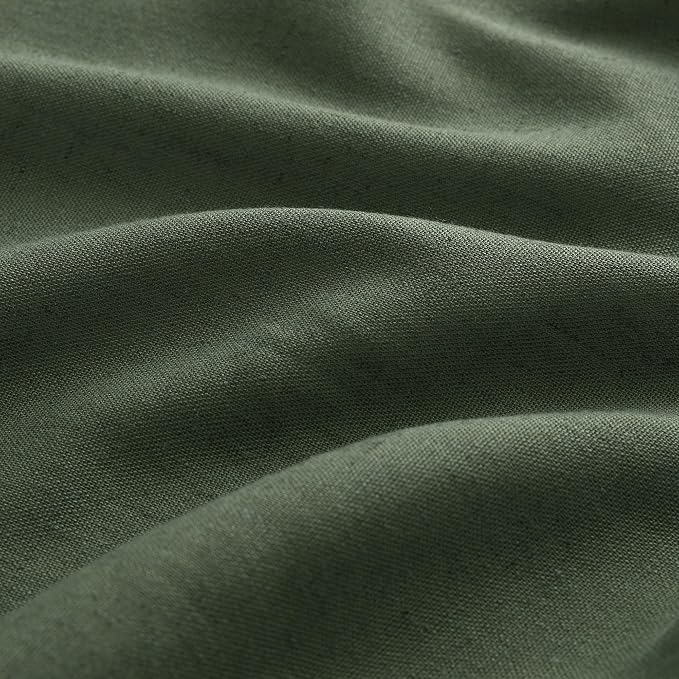 Olive Green Pinch Pleated Linen Curtains 96 Inch Length 2 Panels Set for Living Room Bedroom Vintage Neutral Window Privacy Light Filtering Semi Sheer Back Tab Drapes with Hooks for Dining Room 40x96
