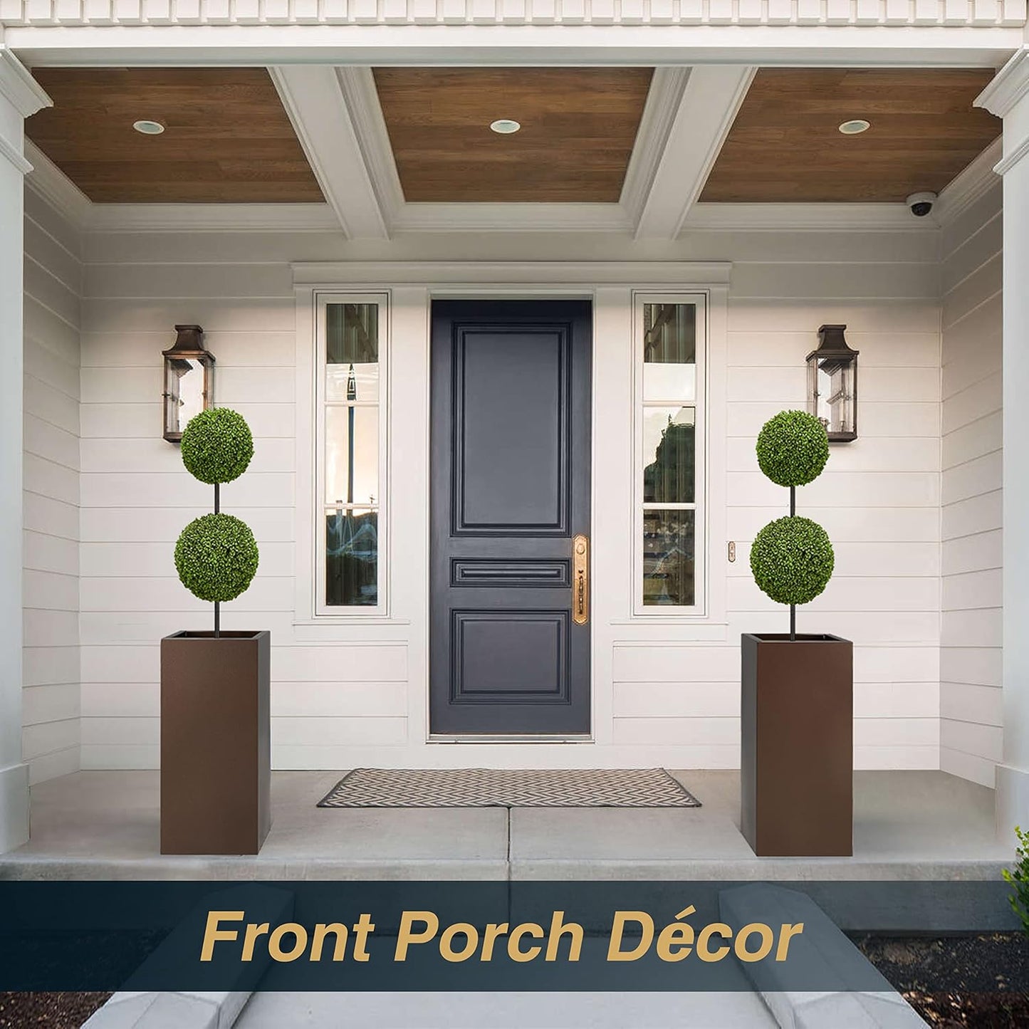 Metallic Heavy Tall Outdoor/Indoor Planter Box 14Lx14Wx30H Inches, Rectangular Tall Planter, Large Flowerpot, ‎25 Pounds, Espresso, No Assembly Required 1 Pack