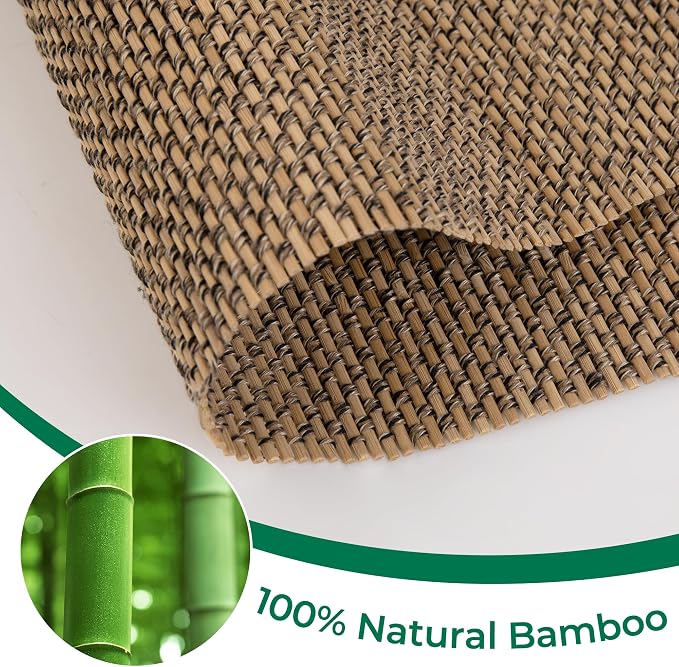 Allesin zen No Drill Cordless Bamboo Roman Shades, Light Filtering 20" W x 64" H, Brown