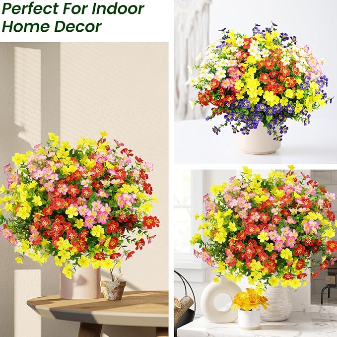 trytuny Artificial Flowers for Outdoor, UV Resistant Realistic Fake Flowers and Faux Plants for Indoor Outdoor, Garden Patio Porch Window Box Decor All Year