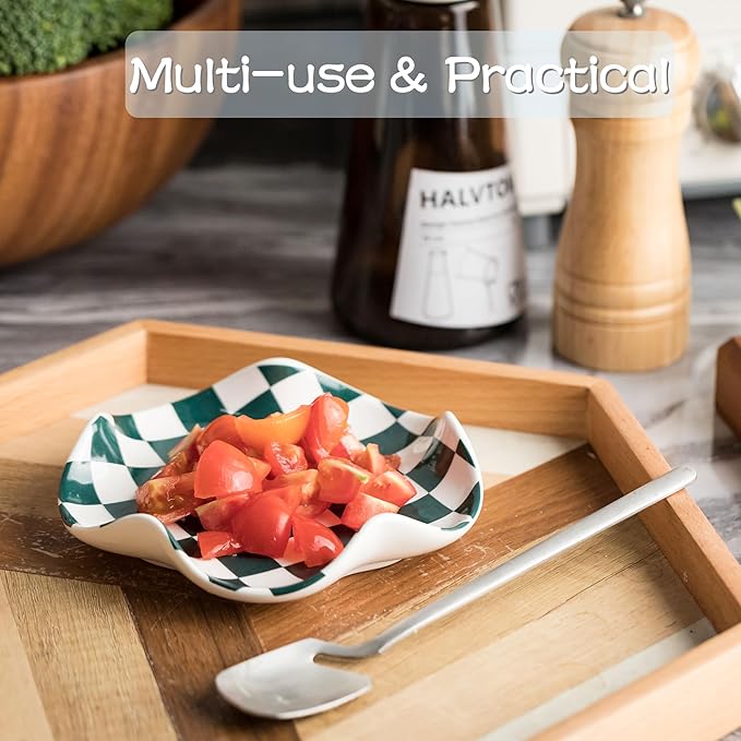 Miamolo Checkered Spoon Rest for Kitchen Counter, Cooking Spoon Holder for Stove Top, Large Utensil Spatula Rest Tray, Cute Kitchen Gadgets Gift for Housewarmings Weddings