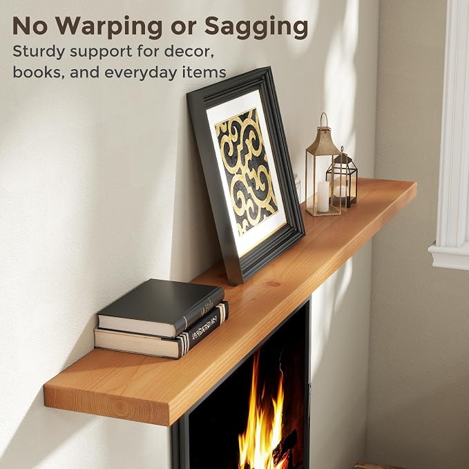 Axeman 72 Inch Floating Shelves for Wall, 9.3" Deep High End Solid Real Wood Wall Shelves with Heavy Duty Invisible Bracket for Living Room, Bedroom, Kitchen, Bathroom, Set of 1, Natural