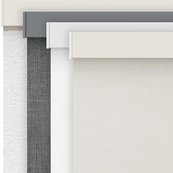 AOSKY Linen Roller Blinds Shades for Indoor Windows Pull Down Cordless Blackout Black Out Window Shade 30 Inch Blinds for Home Beige