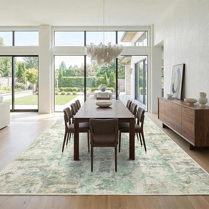 GarveeHome 10x14 Abstract Area Rug, Washable Soft Low Pile Non Slip Accent Rug for Living Room, Bedroom, Dining Room, Modern Neutral Indoor Carpet