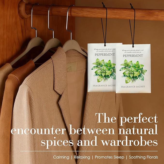 Mint Scented Sachet Bags - 12 Pack Drawer & Closet Freshener, Long Lasting Odor Eliminator for Wardrobes, Cars & Storage, Home Fragrance Air Freshener Sachets