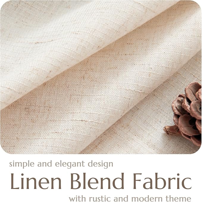 jinchan Short Blackout Curtains for Bedroom 63 Inch Length Pretty Linen Drapes Thermal Kitchen Traverse Curtains with Grommet Light-Locking Lined Basement Window Drapes Natural (50W x 63L 2 Panels)