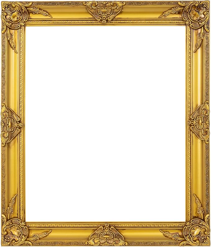 ArtXO Ornate Wooden Gold Picture frames,20x24 Picture Frame Wood for Photo Frame,Canvas Frames,Art Panels Frame,Paintings,Artwork,Corner Ornaments Gold Frames,20x24 Frame without Acrylic Glass and Backing