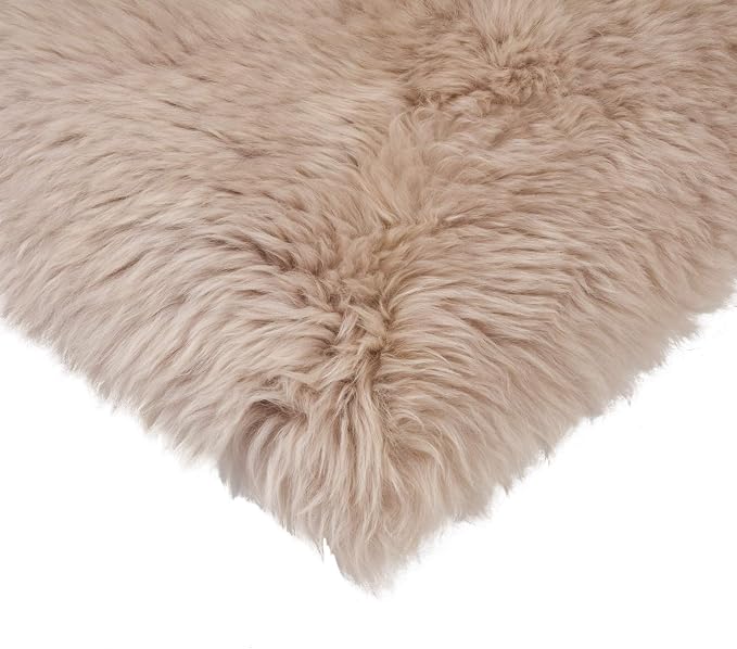 Natural Sheepskin Chairpad with Non-Slip Backing | 100% Real New Zealand Wool Sheepskin for Car Seat, Accent Chair, or Vanity Chair, Taupe 1 Count (Pack of 1)