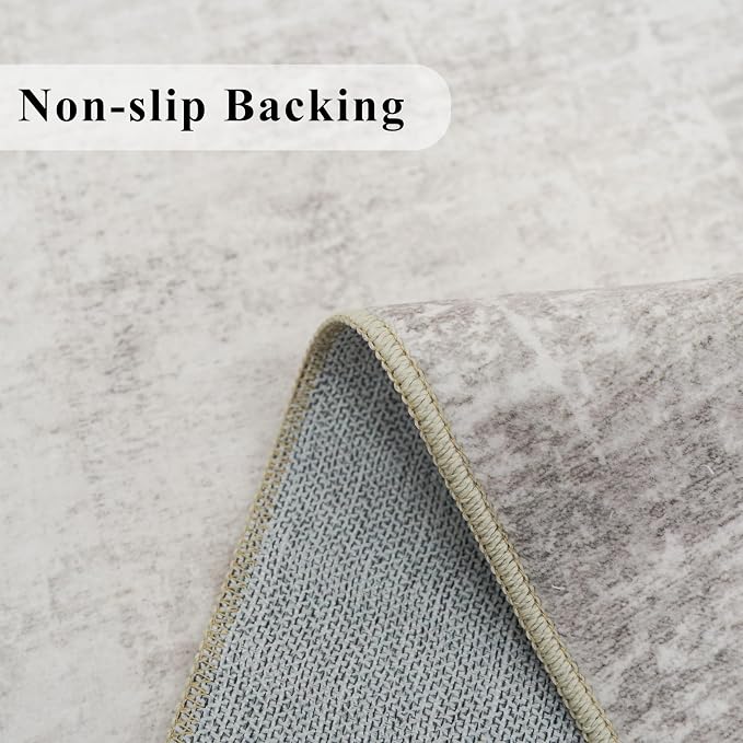 Hallway 2x8 Washable Runner Rug: Abstract Stain Resistant Entryway Kitchen Area Rugs Farmhouse Soft Bathroom Bedroom Print Floor Mat Thin Non-Slip Indoor Carpet for Living Room Laudry(2x8,Beige/Cream)