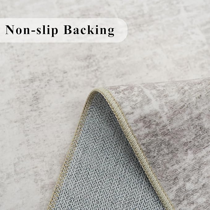 Washable 2x4 Entryway Area Rugs: Abstract Water Resistant Kitchen Sink Rug Non-Slip Durable Doormat Ultra Soft Living Room Bedroom Carpet Low Pile Floor Mat for Bathroom Dining Room(2x4,Beige/Cream)