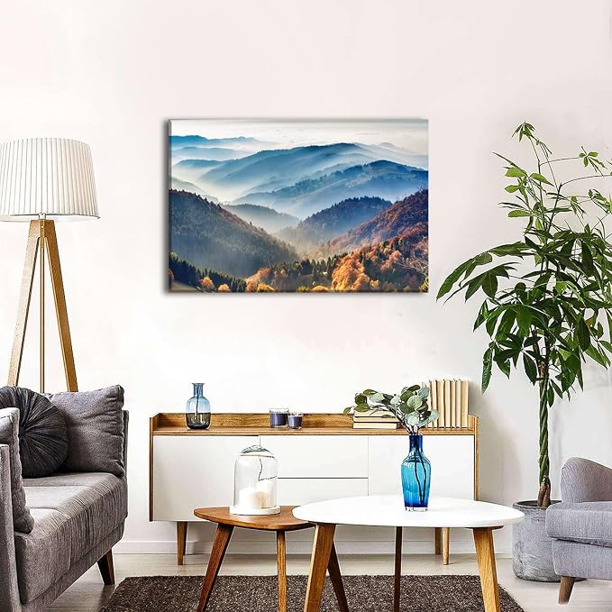 Large Great Smoky Mountains Scenery Canvas Wall Art Nature Misty Forest Sunrise Pictures Wall Decor National Park Landscape Prints Paintings Artwork Living Room Bedroom Office Home Decorations 24x36"