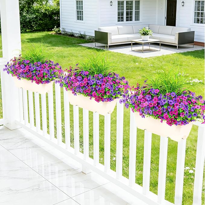 Artificial Flowers for Outdoors 14 Bundles UV Resistant Fake Flowers Daisy with Greenery Plants Faux Outdoor Flowers for Spring Summer Decoration Outdoor Faux Plants Home Window Porch Patio Yard